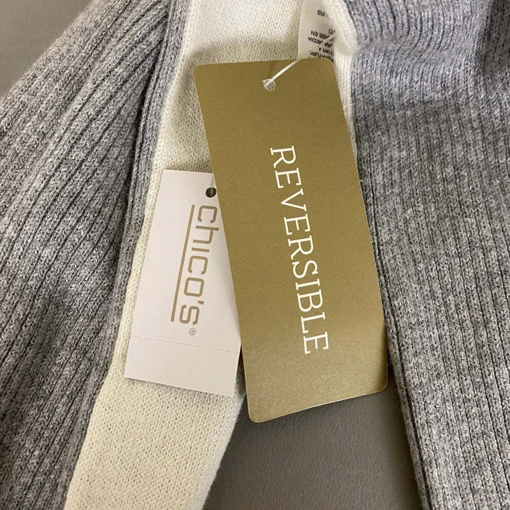 Chico's Infinity Scarf Reversible Neck Warmer Sweater Matchback Heather Gray NWT